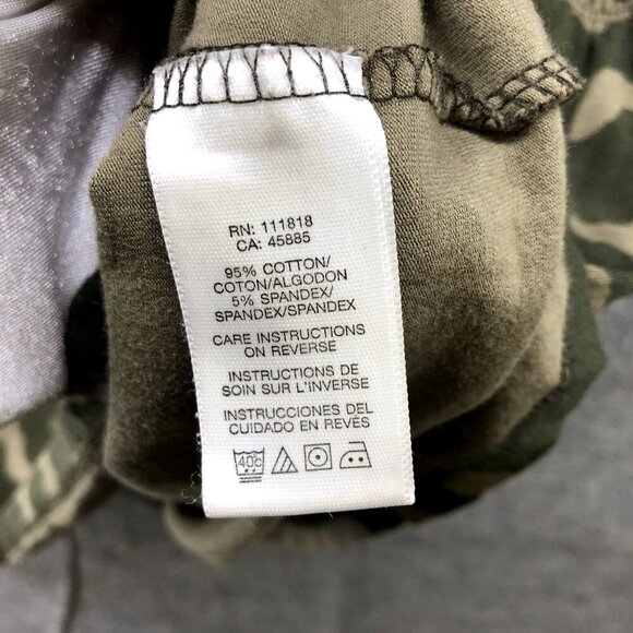 Michael Kors Off Shoulder Top Womens L Short Sleeve Babydoll Army Green Camo - Picture 6 of 8